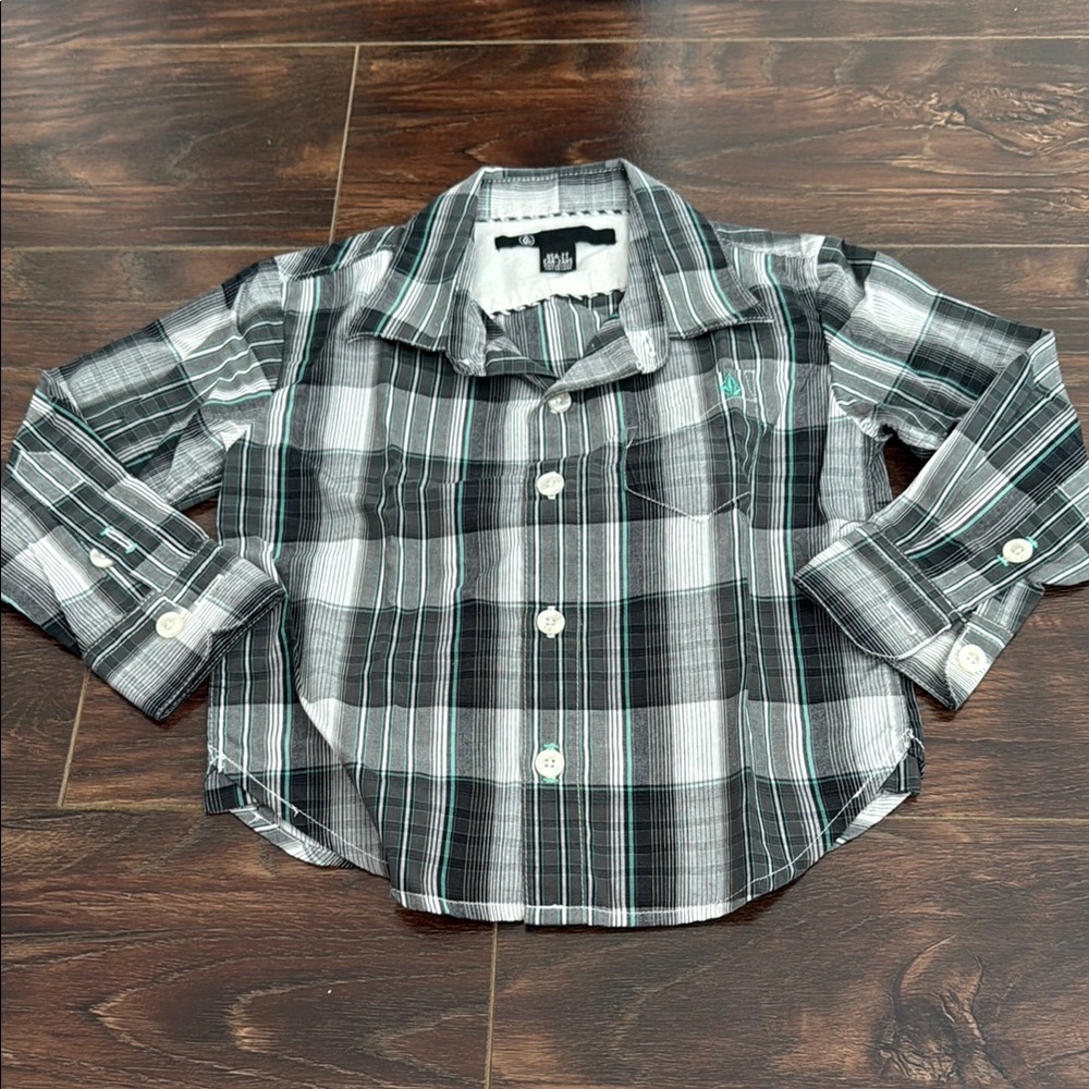 Plaid Kids Shirt in Black and White